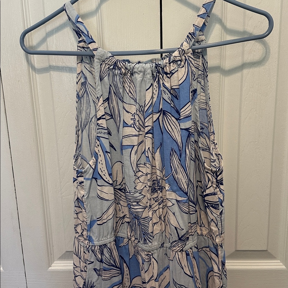 H by Halston Blue and White Floral Halter Maxi Dress,  Lg - Picture 2 of 2